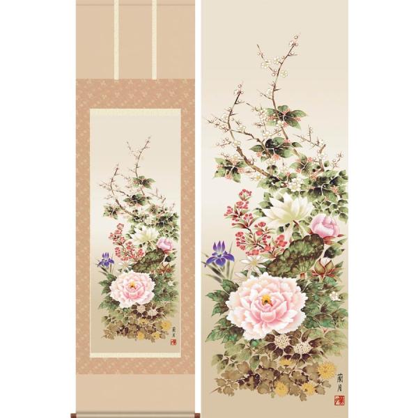 掛け軸 四季花 (吉井蘭月) 掛軸 : 掛け軸・絵画の専門店 掛軸堂画廊