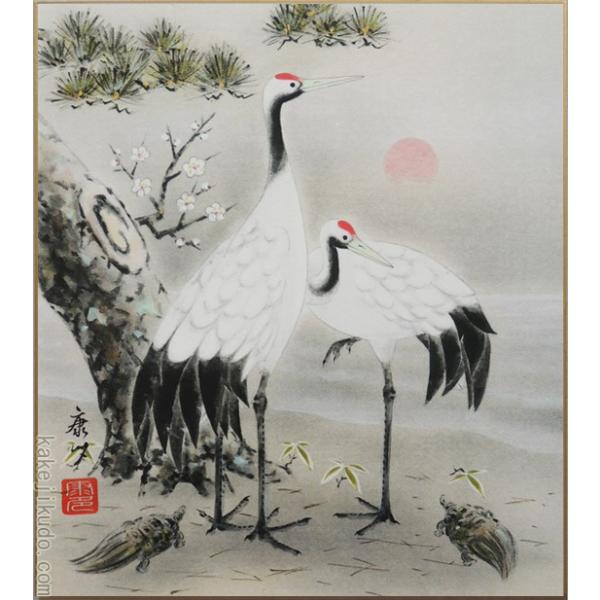 高級色紙「松竹梅鶴亀」康多（色紙絵） : 掛け軸・絵画の専門店