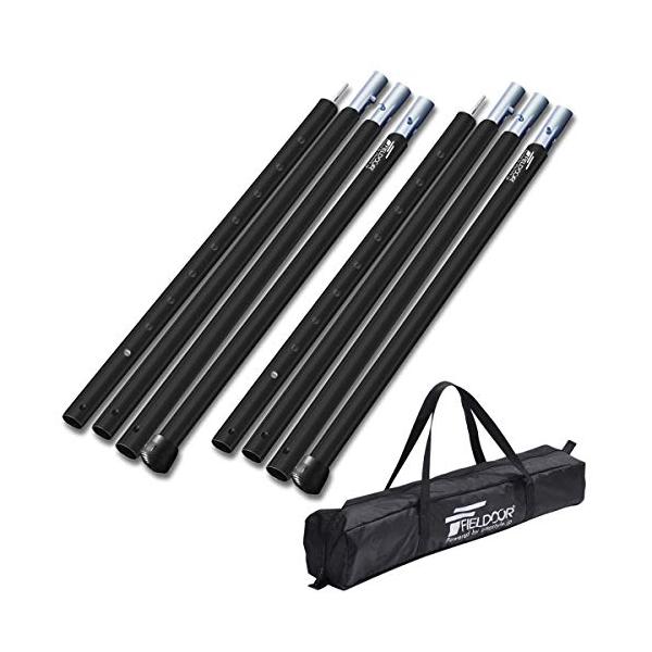 FIELDOOR アルミテントポール 2本セット/収納バッグセット/ブラック 4
