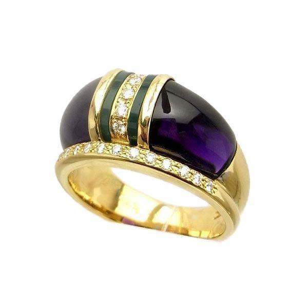 限定1点】 K18 イエローゴールド アメジスト ダイヤモンド メノウ  