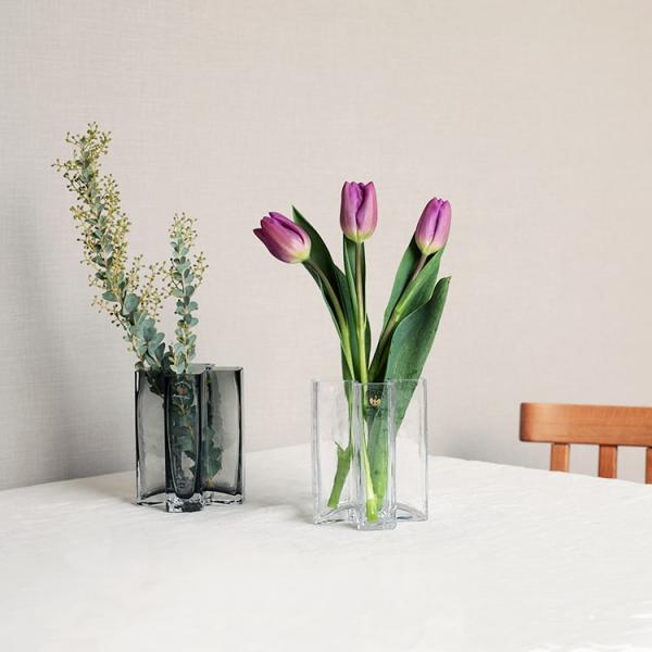 ホルムガード 花瓶 クロスベース S スモーク 1点 フラワーベース 花入 花器 kakko_b994343831