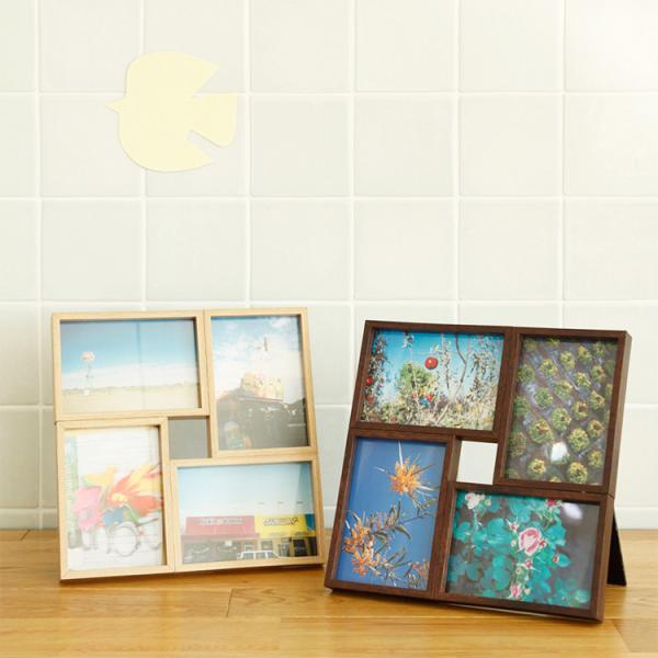 写真立て 複数 フォトフレーム 4枚 雑貨 木製 壁掛け スタンド 出産