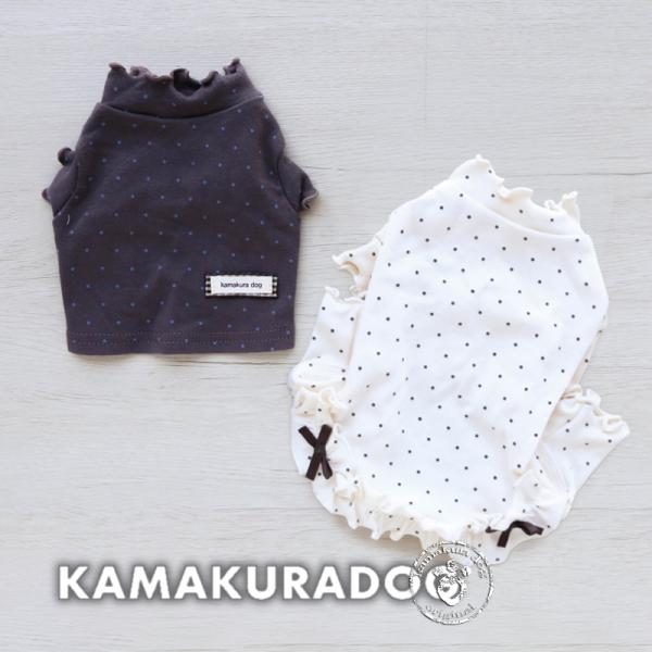 ドットガーデンショート丈トップス・ロンパース　犬の服