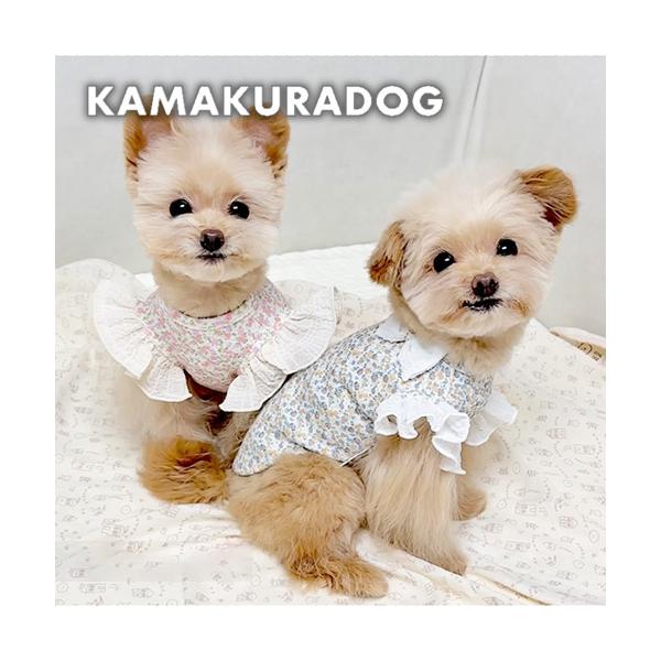 シフォンリボン小花柄トップス　犬の服
