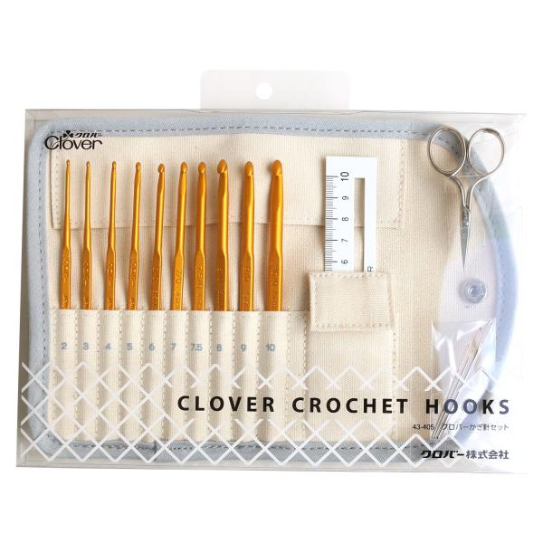 Clover クロバー かぎ針 セット かぎ針 10本 とじ針 3本 ミニはさみ ニットゲージ かぎ針ケース 43-405 ロジ