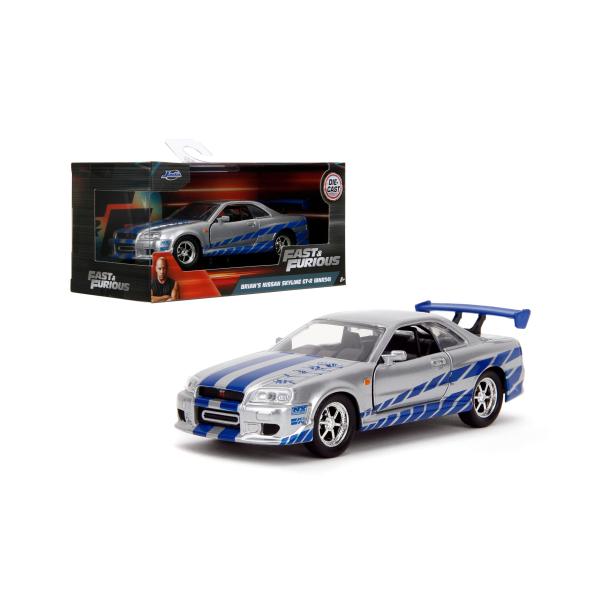 Jada Toys R34 GT-R 模型 Jada Toys Fast & Furious 1:24 Diecast Nissan GT-R R34 Silver.