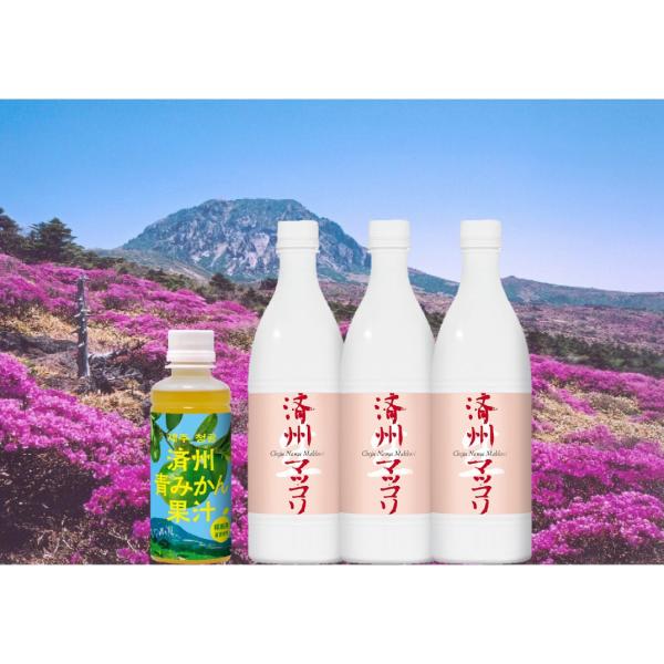 チェジュ生マッコリ750ml×3本・済州青みかん果汁220ml×1本　セット