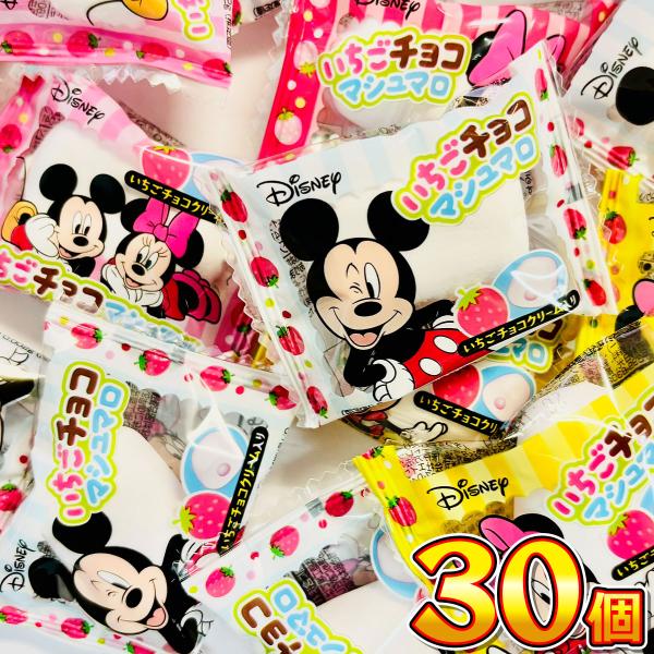 エイワ ディズニー ミッキー＆ミニー いちごチョコマシュマロ 30個　ゆうパケット便 メール便　送料無料　チョコレート ポイント消化 チョコ 景品 マシュマロ