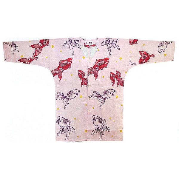 鯉口シャツ 祭り ダボシャツ メンズ レディース ピンク地 金魚 祭り