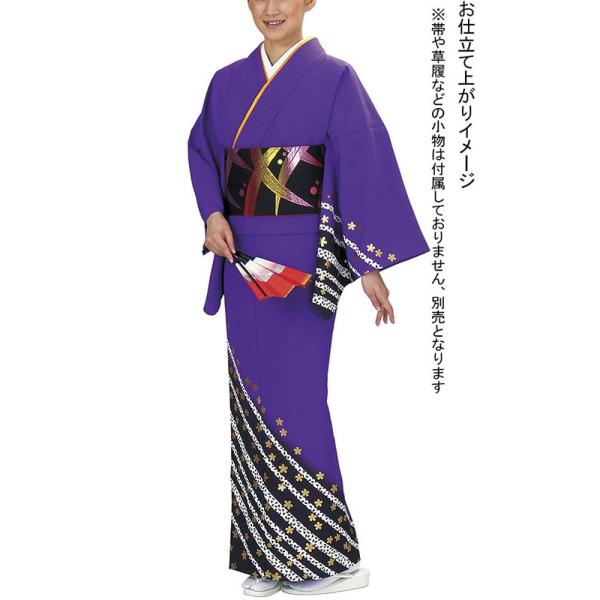 流水に花いかだ模様特注裾引き着物袷踊り衣裳