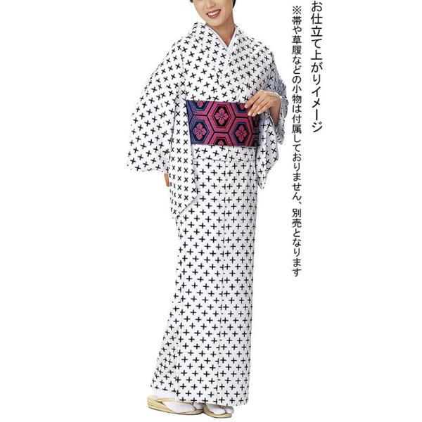 小紋 着物 反物 レディース ちりめん 踊り 舞台 レトロ 洗える着物 白