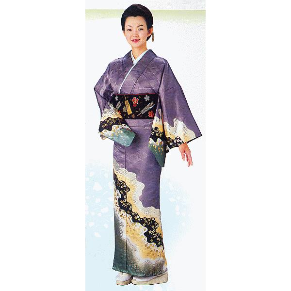 恵】58x 着物袋帯扇子に草花文様