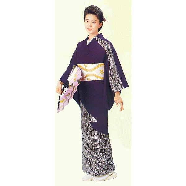 訪問着 女性 踊り 絵羽 洗える着物 納期35日 茄子紺 疋田 : カメヤ