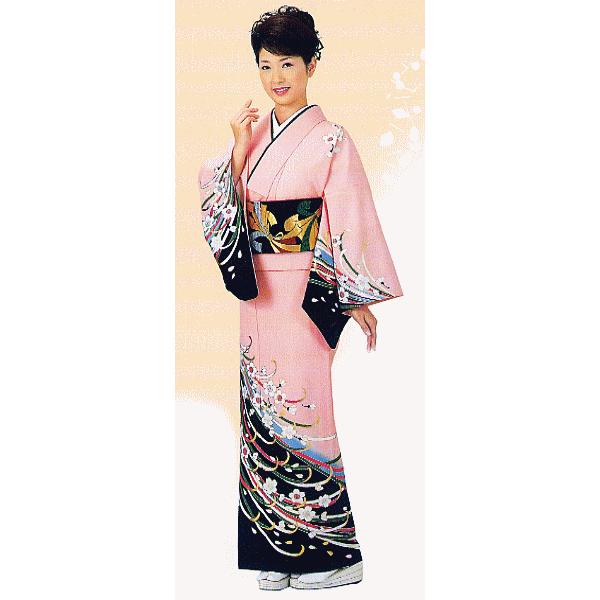 訪問着 女性 踊り 絵羽 洗える着物 納期35日 ピンク 桜吹雪 : カメヤ
