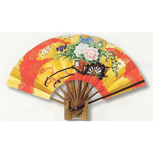 飾り扇子 長さ22.7cm 花車 化粧箱入り 扇立て付 お飾り 純和風