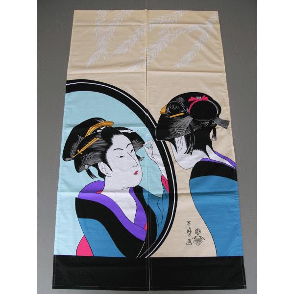 浮世絵暖簾のれん　喜多川歌麿「艶中八仙　西王母 」 浮世絵暖簾のれん 喜多川歌麿「艶中八仙 西王母 」 喜多川歌麿