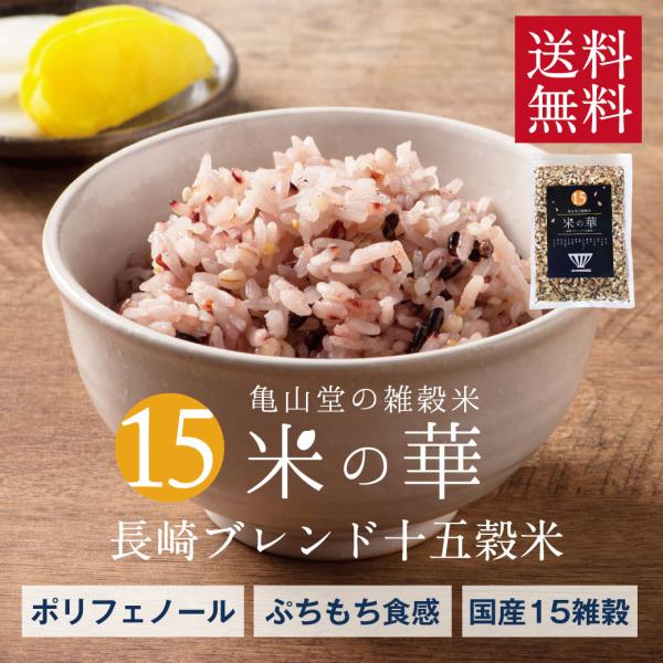 雑穀米 米の華 15穀米 1000g 黒米 赤米 ポリフェノール 食物繊維 十五穀米 雑穀 亀山堂 美容 金ゴマ 栄養 500g × 2 送料無料 ポイント消化