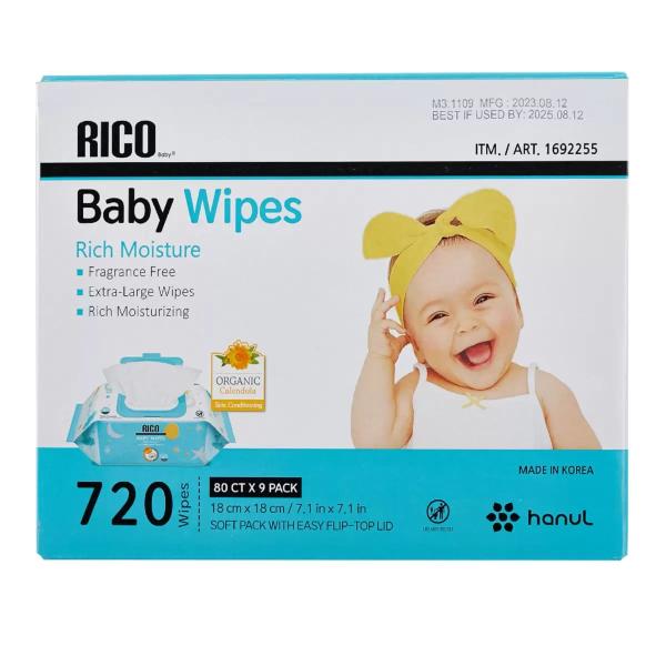 RICO 赤ちゃん用おしりふき 720枚　高保湿　無香料　お徳用　大容量　便利 Baby ベビーワイプ