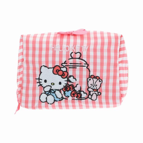 ハローキティ[HelloKitty]サンリオ レッド（サンスター文具） ギンガムチェック柄ペンポーチ（ペンケース/筆箱） (S2340461)