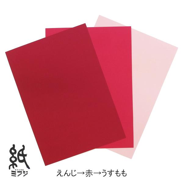 色画用紙 再生色画用紙 A4 20枚入り 赤系3色（うすもも/赤/えんじ）