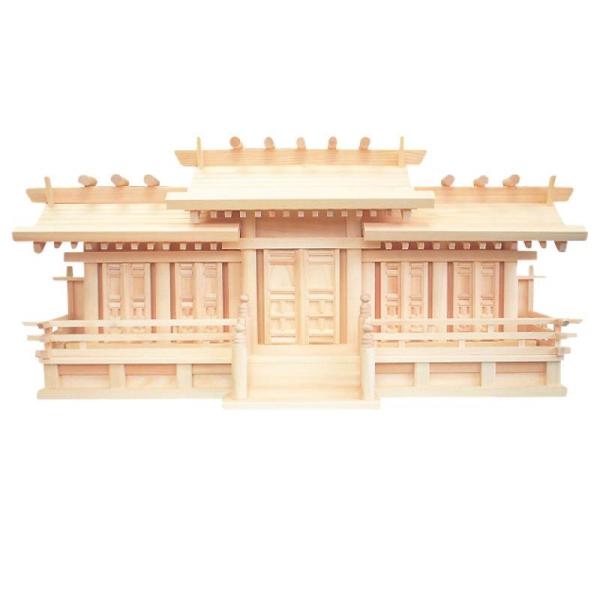 低床屋根違い五社・唐戸扉(東濃桧製)高さ36cmの低床型五社神棚外寸：36(高)-79(巾)-22((奥)センチ中央内寸：30(高)-14(巾)-6(奥)センチ左右内寸:25(高)-21(巾)-4(奥)センチ床落とし式主要神棚素材：東濃桧左...