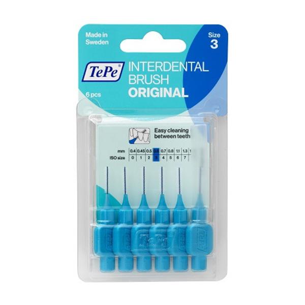 TePe テペ オリジナル歯間ブラシ 単品6本入りブリスターパック 0.6mm (S) ブルー ネコポス便対応