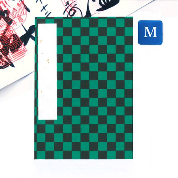かみもん 御朱印帳 市松柄 緑 Mサイズ 大判 11×16cm ご朱印帳 御朱印帖 ご朱印帖 御集印帳 納経帳 蛇腹タイプ  和本 お寺 神社 おしゃれ
