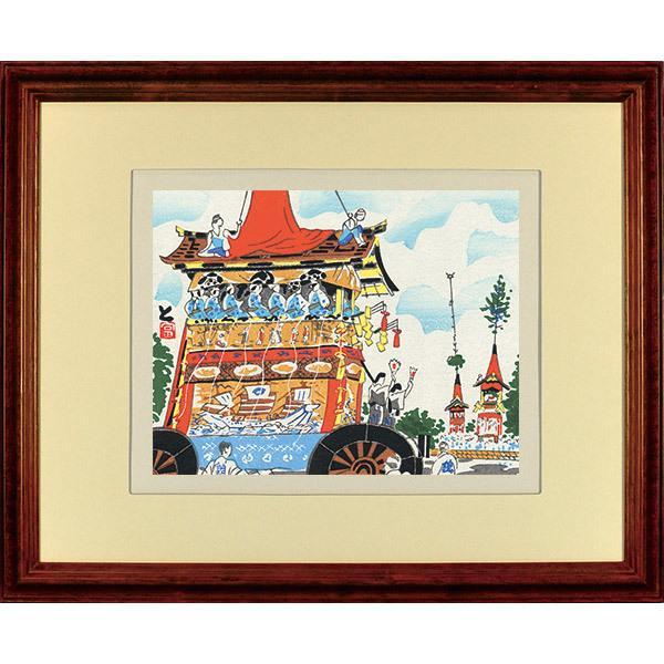 徳力富吉郎 E-10 木版画 額縁付き「祇園祭 鶏鉾」切手版 メーカー取寄品 1枚入り 14×18cm