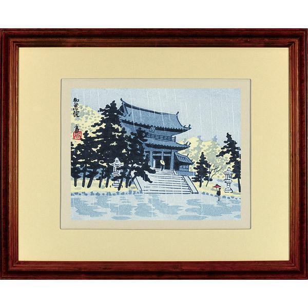 徳力富吉郎 E-31 木版画 額縁付き「知恩院」切手版 メーカー取寄品 1枚入り 14×18cm