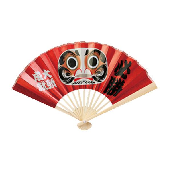 伏見上野旭昇堂 uen-5214 ミニ飾り扇子「開運・招福柄 必勝達麿」5寸13間 約15cm メーカー取寄せ品 豆扇子 豆扇 扇子 和風 プレゼント【伏見上野旭昇堂 扇子「開運・招福柄 必勝達麿」】約15cmのミニ飾り扇子！小さな扇子に日...