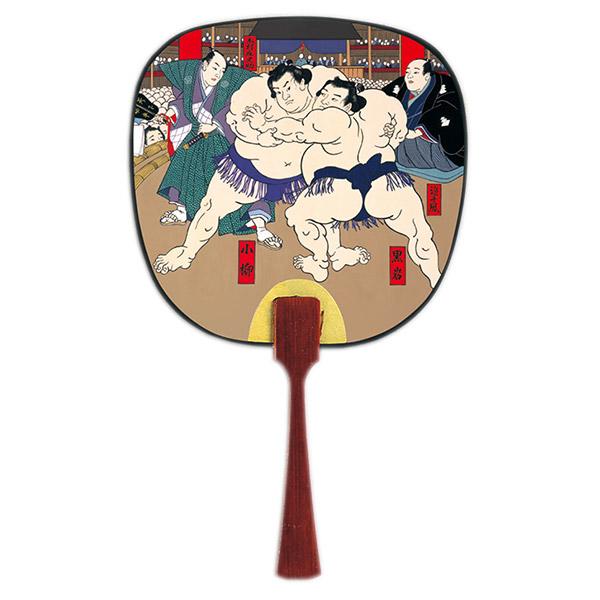 伏見上野旭昇堂 uen-64 趣味の豆うちわ「相撲絵(取組)」19×11.5cm 10枚