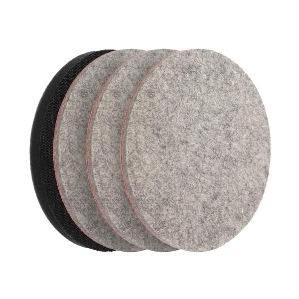 フェルトバフ ポリッシャー バフ 125mm 4個セット マジックペーパー式 付属研磨パッド 油膜 ガラス磨き 車磨き用 ポリッシャーに適しています