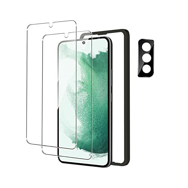 Samsung Galaxy S23 5G 対応 ガラスフィルム 指紋認証対応 2枚 SC-51D/SCG19 フィルム 用 ギャラクシー S23 カメラ保護フィルム1枚 強化ガラス galaxy s23 用 液