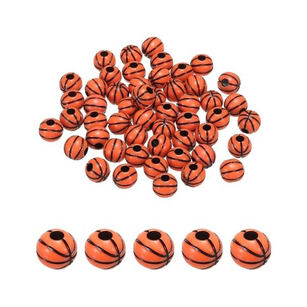 PATIKIL 12 mm スポーツボールビーズ 100個 アクリルバスケットボールビーズ バルク ラウンド スポーツスペーサービーズ DIY 工芸品ブレスレットネックレス作成