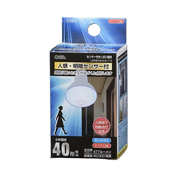 特 長   * 人が近づくと自動点灯、人感・明暗センサー付きLED電球 * 周囲が暗いとき人が近づくと点灯します * 人検知で自動点灯延長 * 小形電球40W形相当の明るさ * 配光角約90* * 昼光色相当 * 口金:E17   仕 様 ...