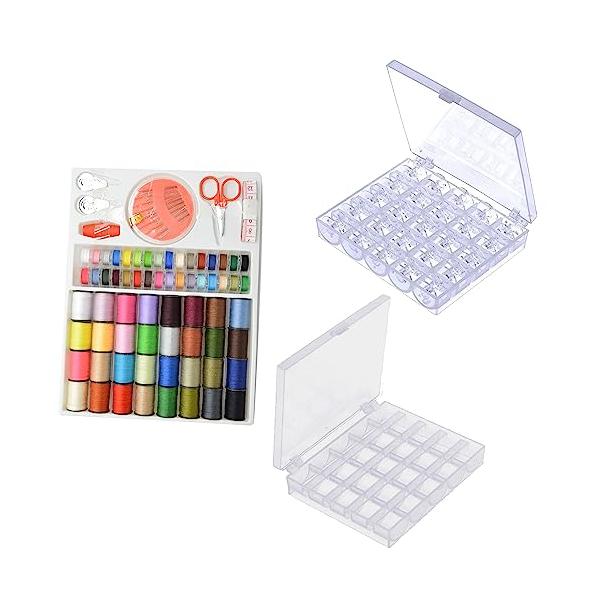 裁縫3点セット 裁縫セットとミシンボビンホルダーと空のボビンケースのセットです ミシン初心者にはちょうど良いセットです。 豊富なミシン糸 裁縫セットは種類豊富なミシン糸があり、様々なものにご利用いただけます。ハサミ、針セット、糸通しなど一通...