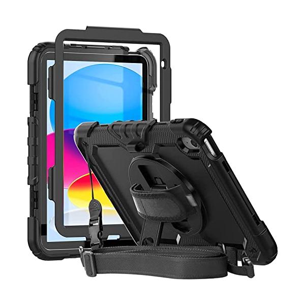 iPad 第10世代 第11世代 A16) ケース 2022/2025 フィルム付き&ペンホルダー 新型 iPad 十世代 十一世代 10.9 インチ ケース保護シール内蔵 360度回転の折り