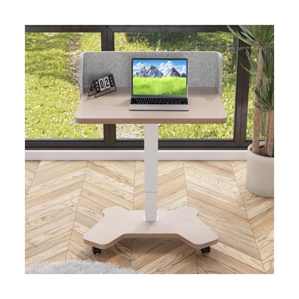 商品仕様 *天板サイズ：約幅80CM*60CM *本体重量：約21KG *耐荷重60KG *高さ調節範囲：72-114CM*材料:化粧合板、鋼鉄合金材料 高さ調節  この机は、ハンドルを押すと、高さ調整の範囲は72〜114cmです。人間工学...