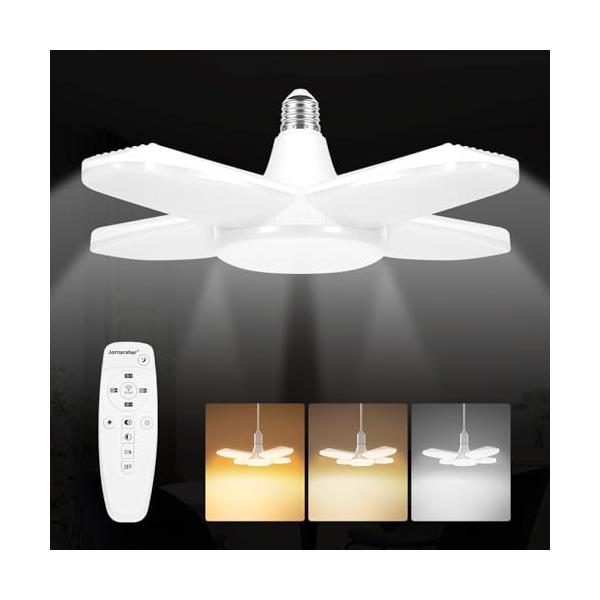 ガレージライト LED シーリングライト 80W 8畳 調光調色 3000-6500K ペンダントライト 6000lm 常夜灯 作業灯 省エネ 0-90*角度調節可能 折りたたみ式 天井照明