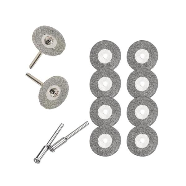ミニダイヤモンドカッター 直径22mm 10枚入り、3mm軸2本付 ダイヤモンドカッティングディスク ダイヤモンドビットブレードセット ミニルーター/ルーター/リュー