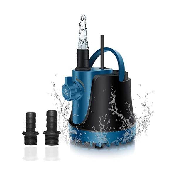 *水中ポンプの正面は流量調整ノブが付けて、流量が0から1500L/Hまで調節できます。最低排水レベルは0.7cm、乾式燃焼防止、これはあなたの魚飼育用の水槽の水不足によって引き起こされる問題を回避します。 注意：三口プラグですので、ACアダ...