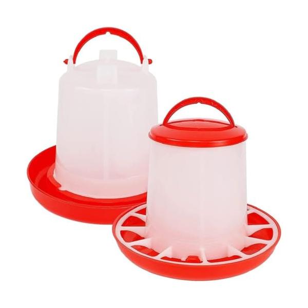 *** 商品紹介 ：家禽用、とても使い易いな自動給水器と自動給餌器の2個セットです、屋外で放し飼いの鶏や、旅行等で不在の場合の水やりと餌にご利用ください。*** 自動給水器 ：お皿の水が減ると、ドーム型容器に入った水が自動で給水される、鳥、...