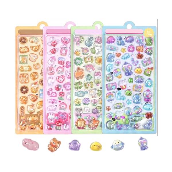 商品説明 かわいいぷくぷくシール4枚セット。サイズ：196*95mm。材質：PVC、プラスチック。モチーフ：いちご、ねこ、食べ物、月、パン、熊、おにぎり、恐竜、魚、おばけ、うさぎ、パンダなど。ご注意：ぷくぷくシールの中身は空っぽなので、予め...