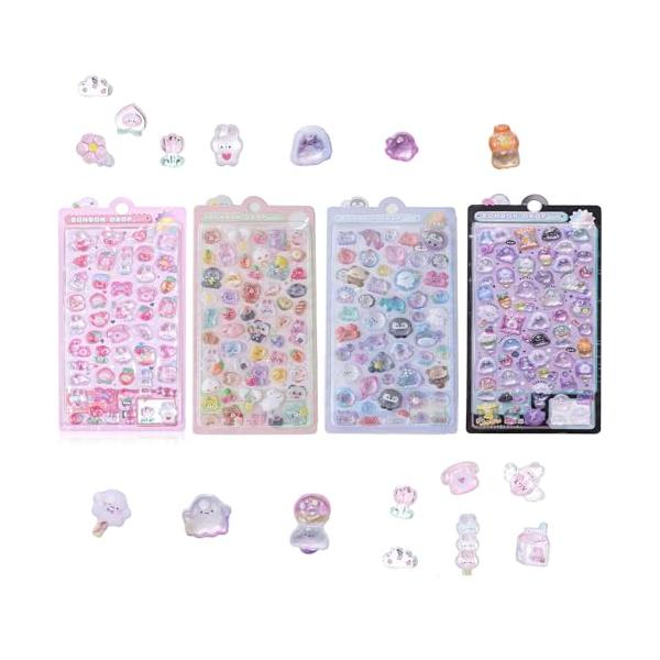 セット内容 かわいいぷくぷくシール4枚セット。サイズ：20*9.5cm。立体シールが4枚含まれており、それぞれに数十種類の異なるパターンがあり、さまざまなニーズを満たすことができます。 高品質素材＆立体デザイン 耐久性に優れたPVC素材とエ...