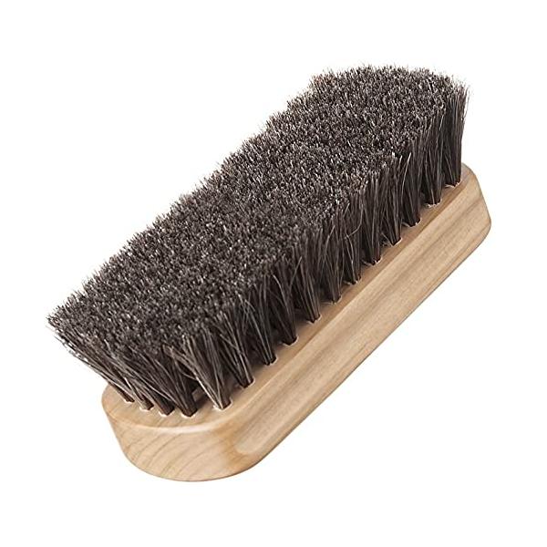 サイズ：長さ133mm*幅43mm*厚さ:40mm 毛足長さ：約25mm 、 毛の種類：天然馬毛 100％、 用途：革製品のクリーム添付、ホコリ落としに。スムースレザー(一般的な表革)の靴、パンプス、ブーツ、天然馬毛100％使用したハンディ...