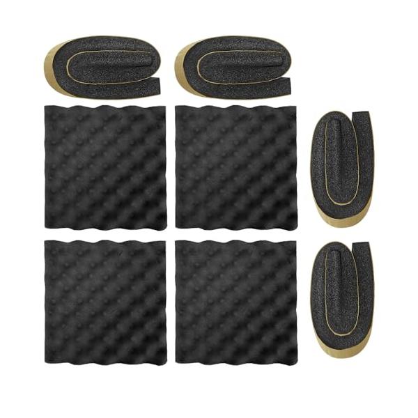 Oture スピーカー背面吸音材(200mm 幅 x 20mm 厚さ x 200mm 長さ)4枚 防音テープ (20mm 幅 x 25mm 厚さ x 600mm 長さ 4枚 合計8枚セット デッドニング マイク置き 粘着付車＆バイク/カーナ...