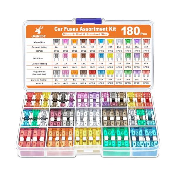 高コスト効果のヒューズキット -キットには、マイクロサイズ60個、ミニサイズ60個、スタンダードサイズ60個が含まれています。 3つのスタイルのヒューズには11の電流仕様 2A / 3A / 5A / 7.5A / 10A / 15A / ...