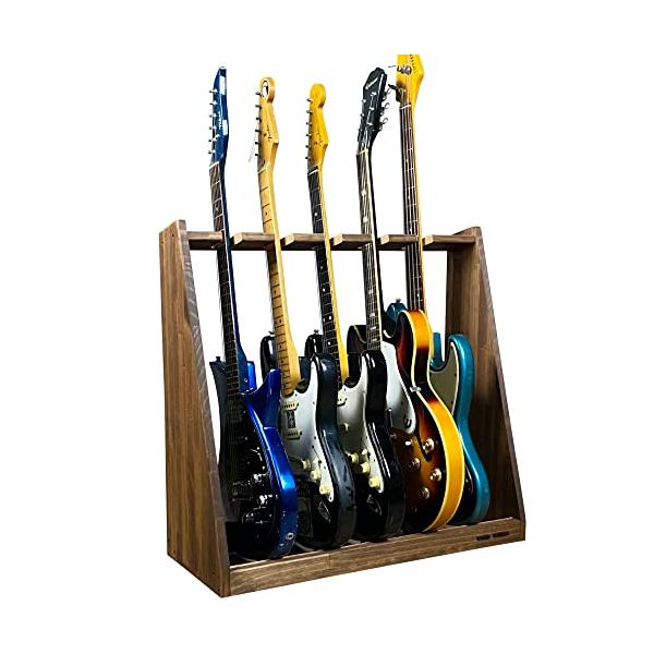 WOODWORKS 日本製 ギタースタンド エレキギター用 5本掛 (ブラウン