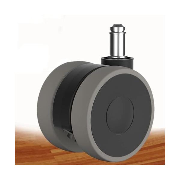 *素材*ゴムとウレタンを採用し、軽量且つ頑丈で動きもスムーズなので、床に傷付きにくいです。*取り付け簡単：*差込式キャスターで簡単に取り付けできます。直径11mmの差込穴の椅子に対応でき、すでにキャスターをご使用の場合でも取替えが可能です。...