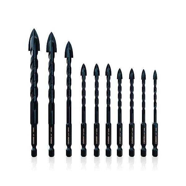 アップグレードされた高品質合金 ：プレミアムなK10工業用カーバイト先端を使用したCSOOMは、さまざまな材料に簡単に貫通できます。シャンクのスレッドもアップグレードされ、排水性が向上しています。新しい科学的な螺旋空間設計は、チップの除去を...